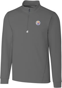Cutter and Buck Pittsburgh Steelers Mens Grey Traverse Big and Tall 1/4 Zip Pullover