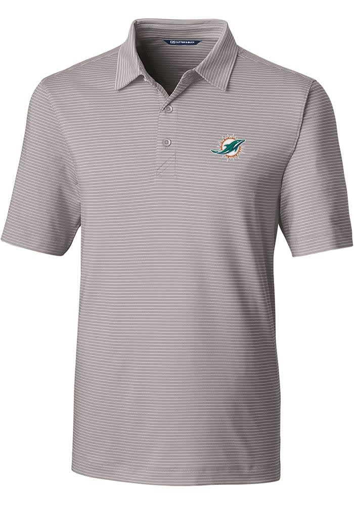 Miami Dolphins Cutter & Buck Forge Pencil Stripe Stretch Mens Polo