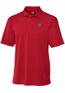 Cutter and Buck Washington Nationals Mens Red Drytec Genre Textured Short Sleeve Polo