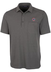 Cutter and Buck Chicago Cubs Mens Grey Advantage Pocket Short Sleeve Polo