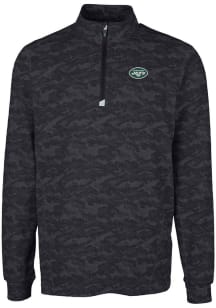 Cutter and Buck New York Jets Mens Black Traverse Big and Tall 1/4 Zip Pullover