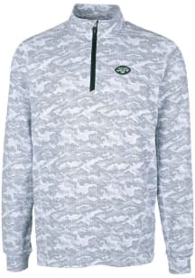Cutter and Buck New York Jets Mens Charcoal Traverse Big and Tall 1/4 Zip Pullover