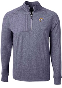 Cutter and Buck Los Angeles Rams Mens Navy Blue Adapt Eco Knit Big and Tall Qtr Zip