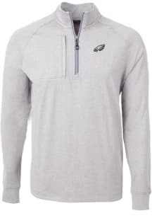 Cutter and Buck Philadelphia Eagles Mens Grey Adapt Eco Knit Big and Tall Qtr Zip