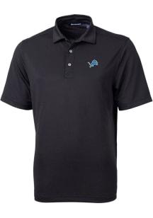 Cutter and Buck Detroit Lions Black Virtue Eco Pique Design Big and Tall Polo