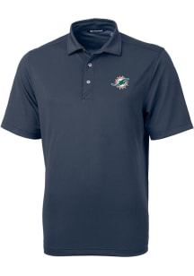 Cutter and Buck Miami Dolphins Navy Blue Virtue Eco Pique Big and Tall Polo