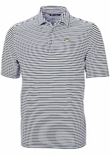 Cutter and Buck Los Angeles Chargers Navy Blue Virtue Eco Pique Stripe Big and Tall Polo