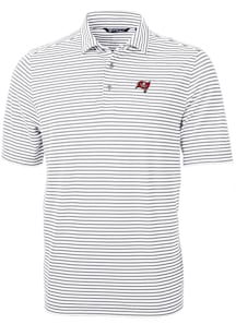 Cutter and Buck Tampa Bay Buccaneers Grey Virtue Eco Pique Stripe Big and Tall Polo