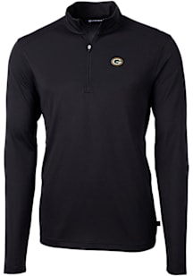 Cutter and Buck Green Bay Packers Mens Black Virtue Eco Pique Big and Tall Qtr Zip