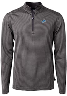 Cutter and Buck Detroit Lions Mens Black Virtue Eco Pique Stripe Big and Tall Qtr Zip