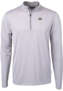 Cutter and Buck Green Bay Packers Mens Grey Virtue Eco Pique Stripe Big and Tall 1/4 Zip Pullove..