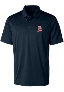 Cutter and Buck Boston Red Sox Mens Navy Blue Prospect Textured Short Sleeve Polo