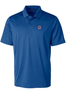Cutter and Buck Chicago Cubs Mens Blue Prospect Textured Short Sleeve Polo