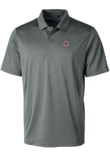 Cutter and Buck Chicago Cubs Mens Grey Prospect Textured Short Sleeve Polo