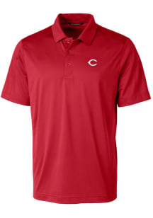 Cutter and Buck Cincinnati Reds Mens Red Prospect Textured Short Sleeve Polo
