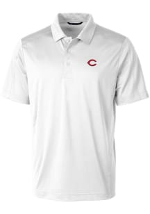 Cutter and Buck Cincinnati Reds Mens White Prospect Textured Short Sleeve Polo