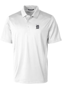 Cutter and Buck Detroit Tigers Mens White Prospect Textured Short Sleeve Polo