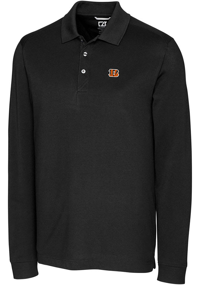 Cutter and Buck Cincinnati Bengals Mens Advantage Pique Long Sleeve Big Tall Polos Shi