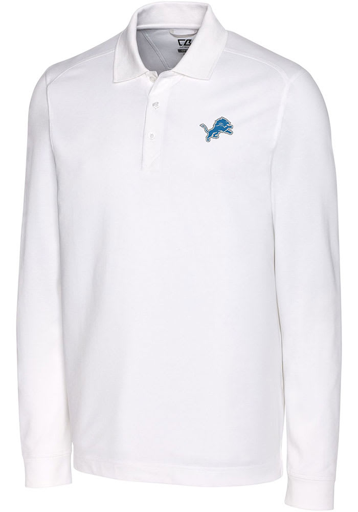 Men's Cutter & Buck White Detroit Lions Big Tall Advantage Tri-Blend Pique Polo