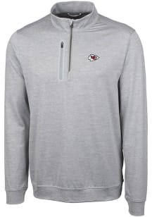 Cutter and Buck Kansas City Chiefs Mens Grey Stealth Big and Tall 1/4 Zip Pullover