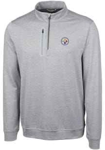 Cutter and Buck Pittsburgh Steelers Mens Grey Stealth Big and Tall 1/4 Zip Pullover