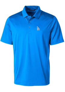 Cutter and Buck Los Angeles Dodgers Mens Blue Prospect Textured Short Sleeve Polo