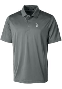 Cutter and Buck Los Angeles Dodgers Mens Grey Prospect Textured Short Sleeve Polo