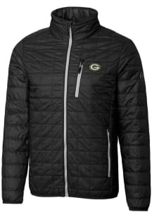 Cutter and Buck Green Bay Packers Mens Black Rainier PrimaLoft Big and Tall Lined Jacket