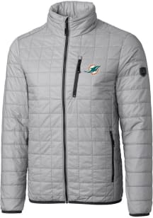 Cutter and Buck Miami Dolphins Mens Grey Rainier PrimaLoft Big and Tall Lined Jacket