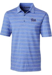 Cutter and Buck Pitt Panthers Mens Blue Forge Heathered Stripe Short Sleeve Polo