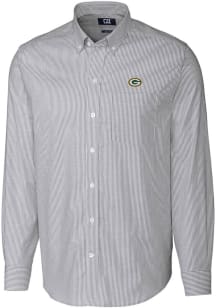 Cutter and Buck Green Bay Packers Mens Charcoal Stretch Oxford Big and Tall Dress Shirt