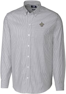 Cutter and Buck New Orleans Saints Mens Charcoal Stretch Oxford Stripe Big and Tall Dress Shirt