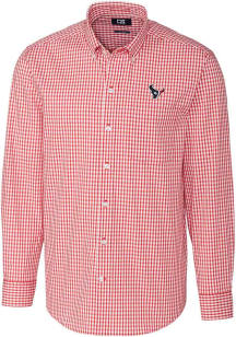 Cutter and Buck Houston Texans Mens Red Easy Care Stretch Big and Tall Dress Shirt
