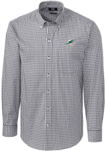 Cutter and Buck Miami Dolphins Mens Charcoal Easy Care Stretch Big and Tall Dress Shirt