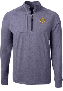 Cutter and Buck Central Oklahoma Bronchos Mens Navy Blue Adapt Heathered Long Sleeve 1/4 Zip Pul..