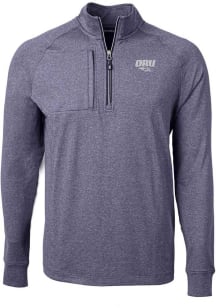 Cutter and Buck Oral Roberts Golden Eagles Mens Navy Blue Adapt Heathered Long Sleeve 1/4 Zip Pu..