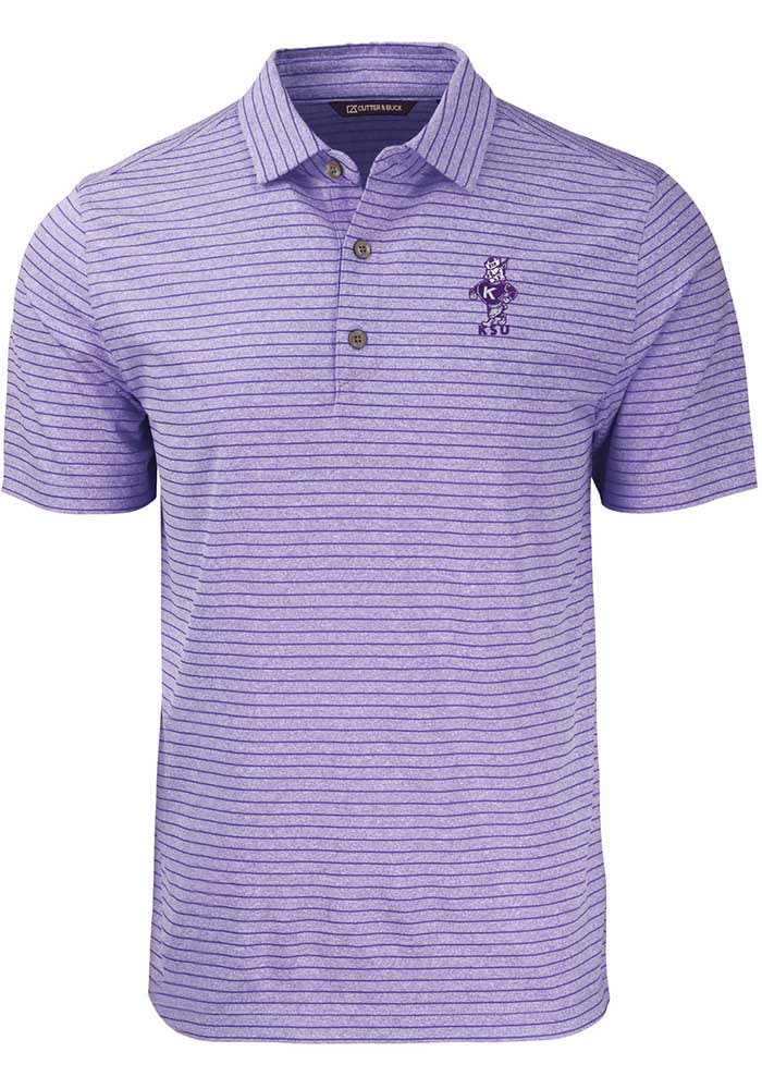 Cutter and Buck K-State Wildcats Mens Purple Forge Heather Stripe Short Sleeve Polo