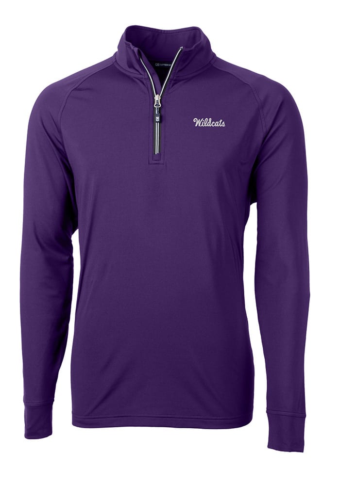 Cutter and Buck K-State Wildcats Mens Purple Adapt Stretch Long Sleeve 1/4 Zip Pullover