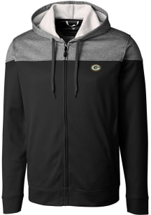 Cutter and Buck Green Bay Packers Mens Black Pop Fly Long Sleeve Zip