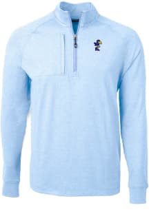 Cutter and Buck Kansas Jayhawks Mens Light Blue Adapt Heathered Long Sleeve 1/4 Zip Pullover