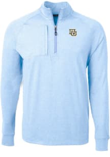Cutter and Buck Marquette Golden Eagles Mens Light Blue Adapt Heathered Long Sleeve 1/4 Zip Pull..
