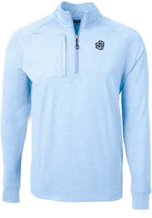 Cutter and Buck Michigan Wolverines Mens Light Blue Adapt Heathered Long Sleeve 1/4 Zip Pullover