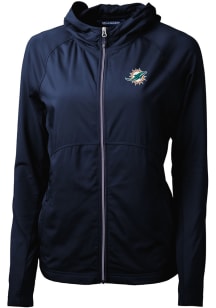 Cutter and Buck Miami Dolphins Womens Navy Blue Adapt Eco Light Weight Jacket