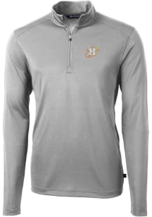 Cutter and Buck Houston Astros Mens Grey City Connect Virtue Eco Pique Big and Tall 1/4 Zip Pull..