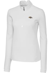 Cutter and Buck Baltimore Ravens Womens White Traverse 1/4 Zip Pullover