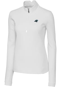 Cutter and Buck Carolina Panthers Womens White Traverse 1/4 Zip Pullover