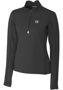 Cutter and Buck Green Bay Packers Womens Black Traverse 1/4 Zip Pullover