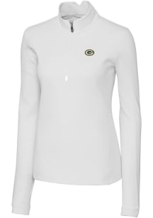 Cutter and Buck Green Bay Packers Womens White Traverse 1/4 Zip Pullover