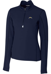 Cutter and Buck Los Angeles Chargers Womens Navy Blue Traverse 1/4 Zip Pullover