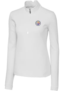 Cutter and Buck Pittsburgh Steelers Womens White Traverse 1/4 Zip Pullover
